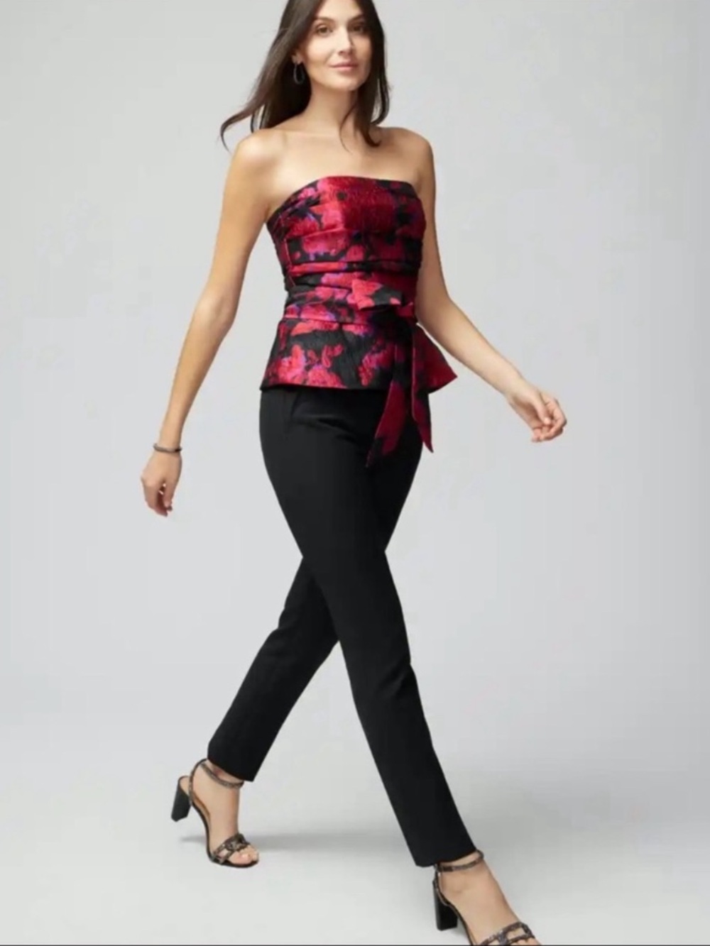 NWT WHBM Jacquard Tie Waist Bustier Top
